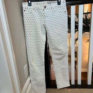 DL1961 polka dot mid rise skinny ankle jeans